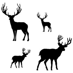 Reindeer silhouette, Double Reindeer set box icon, Reindeer illustration, silhouette, set icon, silhouette, Reindeer icon
