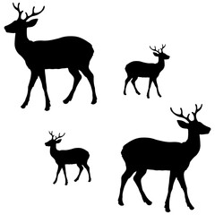 Reindeer silhouette, Double Reindeer set box icon, Reindeer illustration, silhouette, set icon, silhouette, Reindeer icon
