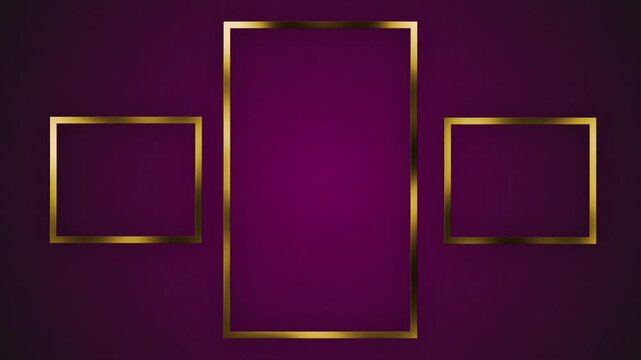 Purple background with two gold frames adds sophistication. Suitable for elegant designs like invitations, announcements, event promotions, or special occasion graphics with a touch of sophistication.