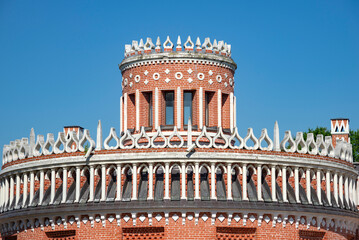 Fragment of the ancient building of the Third Cavalry Corps. Tsaritsyno, Moscow, Russia