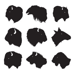 Fototapeta premium buffalo head silhouette set