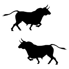 Buffalo silhouette, Double Buffalo set box icon, Bull illustration, silhouette, set icon, silhouette, Buffalo icon
