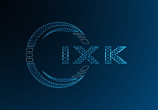IXK low poly letter logo vector design. IXK lower poly logo design. Low poly logo.