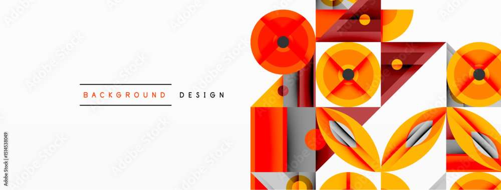 Poster Abstract geometric pattern. Orange, gray, white shapes overlap creating dynamic visual texture. Modern design element for backgrounds.