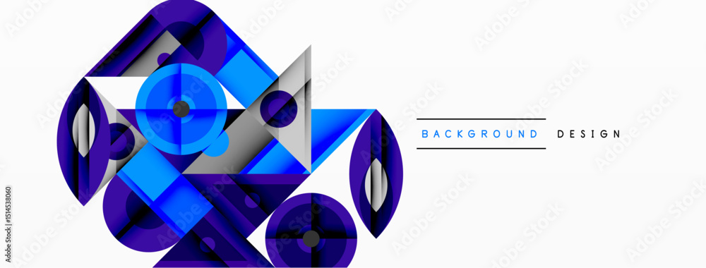 Poster abstract geometric shapes, blue tones, dynamic composition. modern design element for backgrounds, p