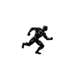 Dynamic silhouette of a muscular runner conveys speed, power and determination