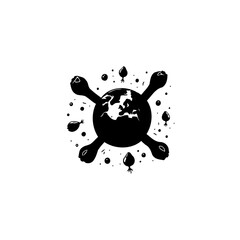 Minimalist black and white illustration of a global threat and emerging problems