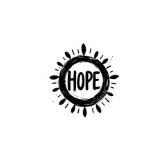 Hope typography in a sunburst design creates a positive and uplifting statement