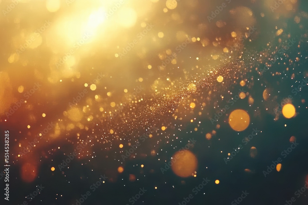 Poster Explore the mesmerizing beauty of abstract bokeh with golden particles swirling through a vibrant backdrop, Abstract motion background bokeh golden particles effect video