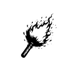 Burning Torch: A Vector Illustration of a Flame with Dramatic Black and White Contrast