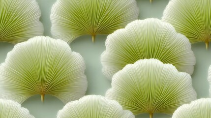 Elegant pattern of ginkgo leaves in soft green tones