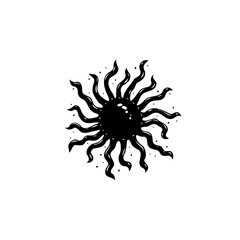 Mystical Sun Illustration with Tentacles Radiating from its Center - Vector Art