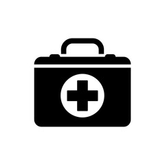 First aid kit with red cross symbol isolated on white background