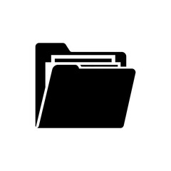 Folder slightly open with papers visible inside on white background