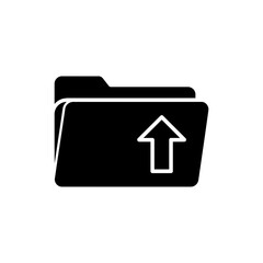 Folder with upward arrow upload symbol on white background