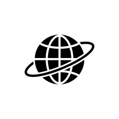 Globe with Orbit Ring Icon Representing Global Connectivity
