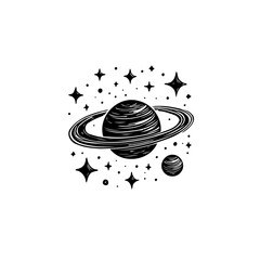 Saturn illustration with stars, a celestial artwork for cosmic concepts and decor