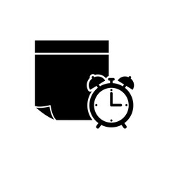 Sticky note and alarm clock symbolizing time management and reminders
