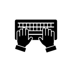 Close-up of fingers typing fast on a computer keyboard