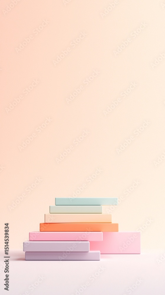 Aufkleber pastel blocks stacked in a vertical column against a light peach background