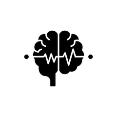 Obraz premium Brain Icon with Pulse Line Neural Activity and Health Symbol