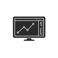Desktop Monitor Icon Displaying Data Graph Representing Analytics and Reporting