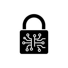 Lock with branching code on white background for software security