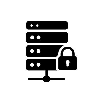 Server tower secured with padlock cybersecurity protection