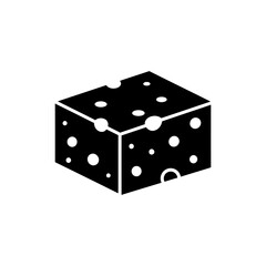 Block of cheddar cheese with corner cut isolated on white background