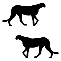 Cheetah silhouette, Double Cheetah set box icon, Cheetah illustration, silhouette, set icon, silhouette, Cheetah icon
