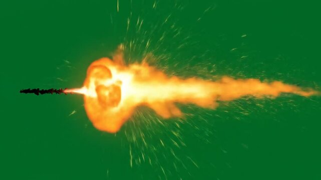 Fire explosion against green screen