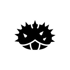 Spiky chestnut cover with nut inside isolated on white background close up