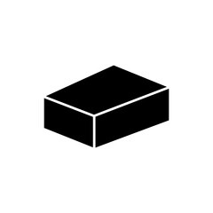 Block of cream cheese with clean edge on white background