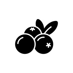 Single fresh cranberry with green leaf on white background