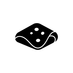 Folded slice of deli meat isolated on white background with realistic texture