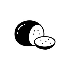 Ball of mozzarella cheese with a sliced piece isolated on white background