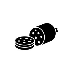 Sliced rounds of salami isolated on white background