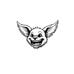 Creepy Cartoon Creature Head with a Wide Grin, Perfect for Halloween Designs