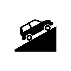 Car driving uphill on steep slope showing challenging terrain