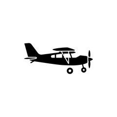 Light aircraft side view icon on white background for aviation concept