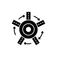 Obraz premium Roundabout with Arrows Showing Circular Traffic Flow