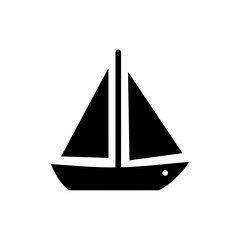 Sailboat with simple triangular sails icon and nautical theme