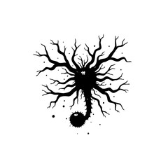 Stylized Silhouette: Abstract Spiky Figure with Branch-like Limbs in Dark and Light