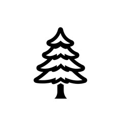 Fototapeta premium Minimalist black pine tree icon with layered branches and solid trunk isolated on white background vector illustration for nature and forest concepts