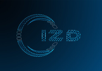 IZD low poly letter logo vector design. IZD lower poly logo design. Low poly logo.