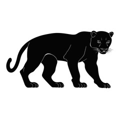 Naklejka premium Black panther silhouette walking vector illustration with simple minimalist style and smooth contour lines on white background for wildlife and animal design concepts