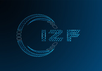 IZF low poly letter logo vector design. IZF lower poly logo design. Low poly logo.