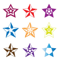 set of colorful stars vector design