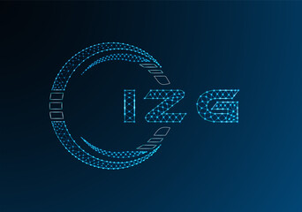 IZG low poly letter logo vector design. IZG lower poly logo design. Low poly logo.
