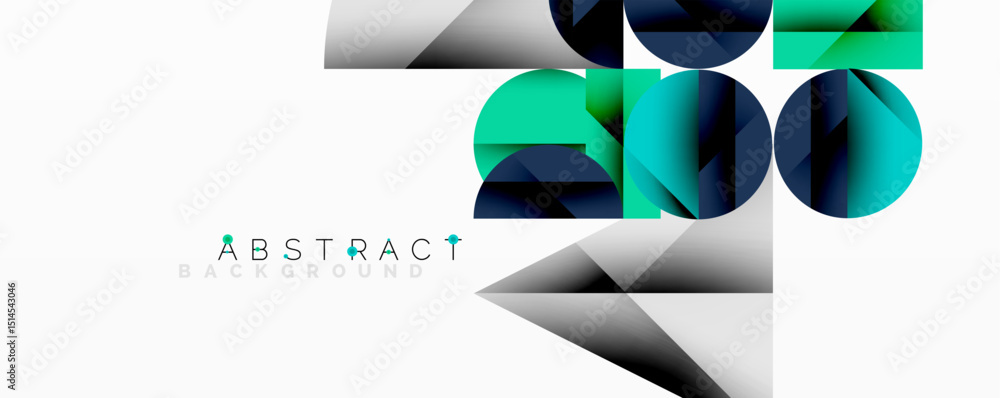 Poster modern abstract design features geometric shapes, teal, navy, gray tones. minimalist composition cre